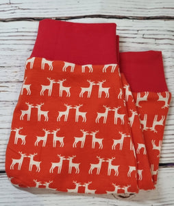 3-6m Red/orange and white Deer Harems with red Cuffs