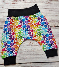 Load image into Gallery viewer, 0-3m Rainbow hearts-black cuffs