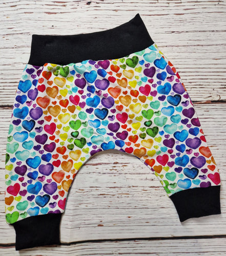 0-3m Rainbow hearts-black cuffs