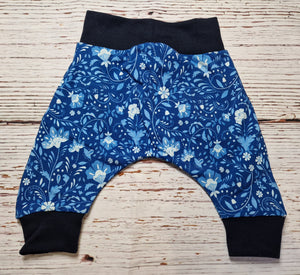 0-3m blue floral with Navy blue cuffs