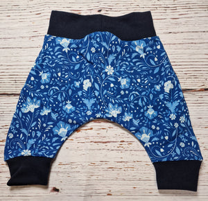 0-3m blue floral with Navy blue cuffs