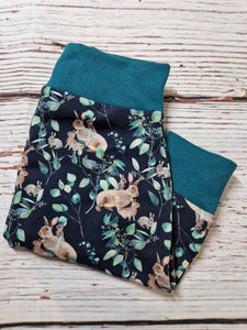 0-3m Bunnies on blue-green cuffs