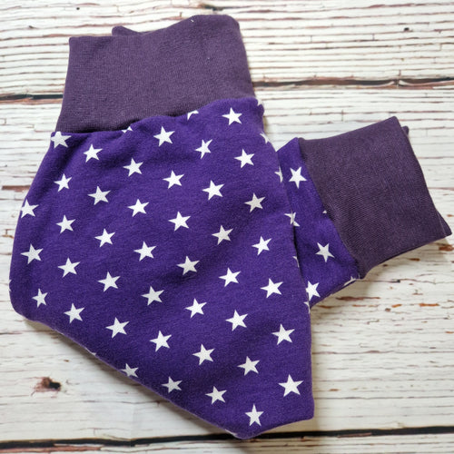 3-6m Purple and white stars with light purple cuffs