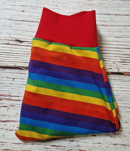 3-6m Rainbow Stripe Harems with red cuffs