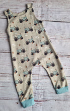 Load image into Gallery viewer, Fabric Choice- Tractors-beige with sage green cuffs/bands